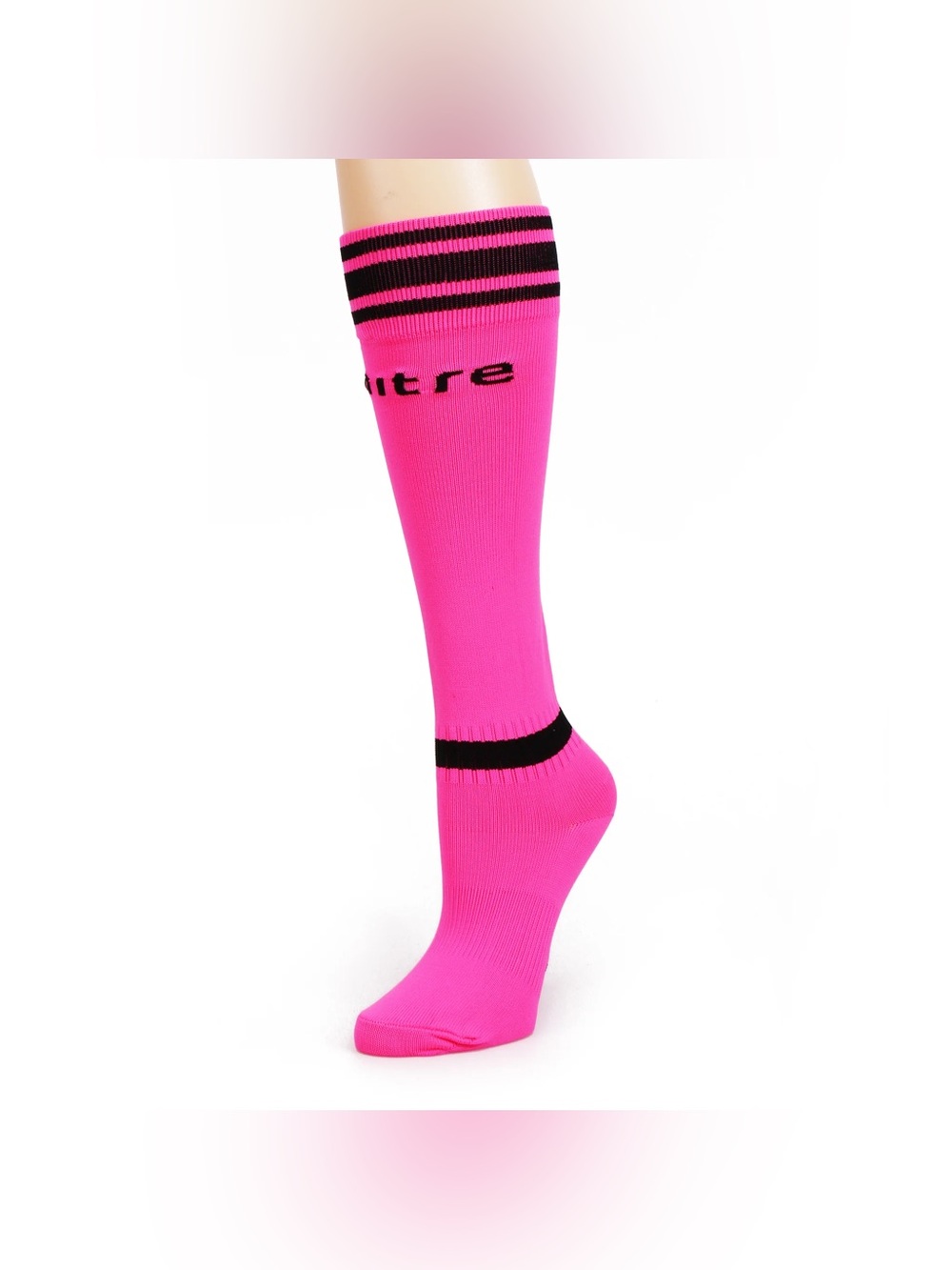 New Youth Mitre neon pink over-the-calf junior soccer socks
